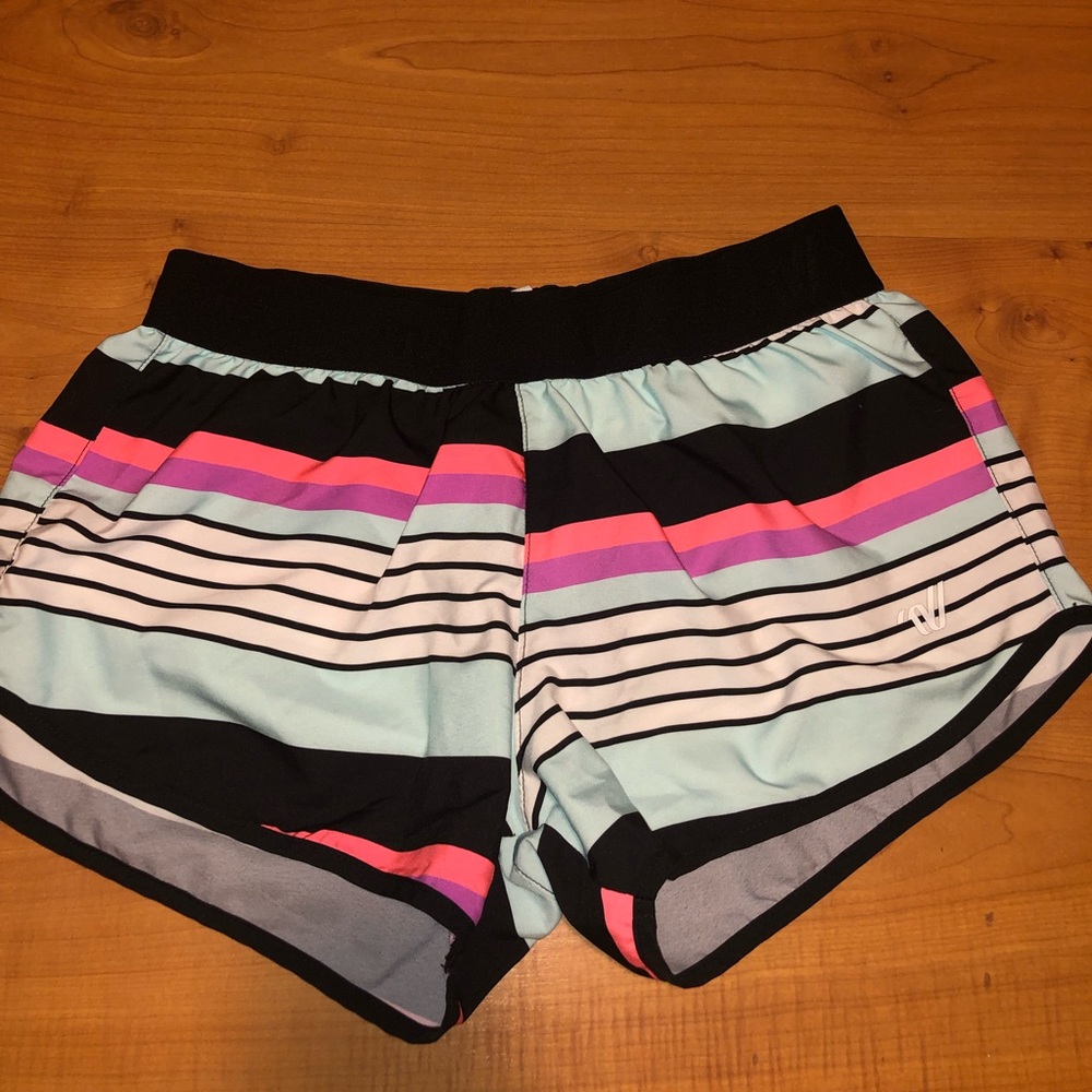 varsity striped shorts. SIZE SMALL